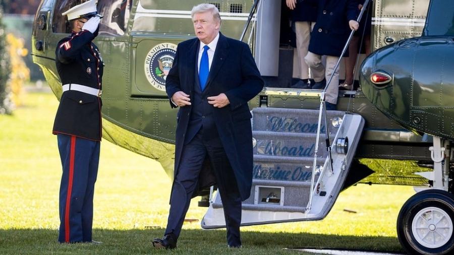 Trump retorna à Casa Branca após celebrar o Dia de Ação de Graças com sua família - Getty Images