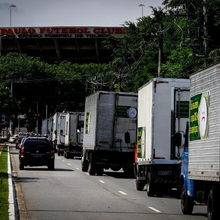 Em 27 de janeiro, caminhoneiros do setor frigorífico protestaram contra aumento do ICMS, em São Paulo - Aloisio Mauricio/FotoArena/Estadão Conteúdo