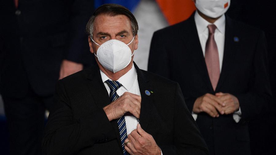 30.out.2021 - O presidente Jair Bolsonaro (sem partido), durante Cúpula de Líderes do G20 - Filippo Monteforte/AFP