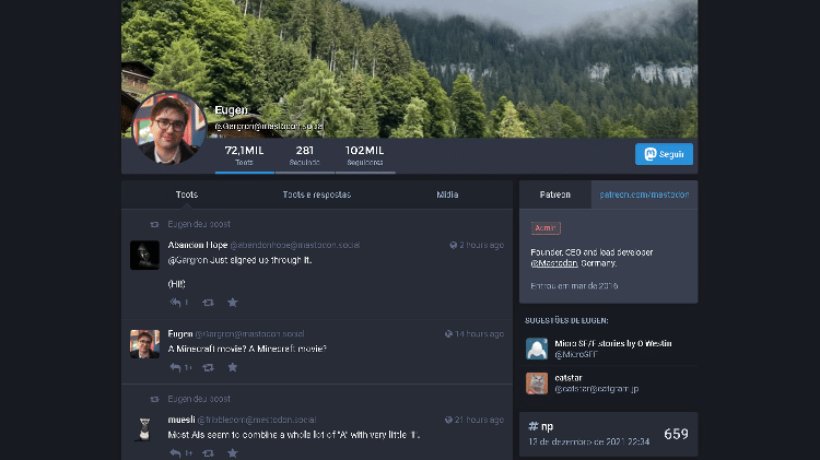 mastodon - Reprodução - Reprodução