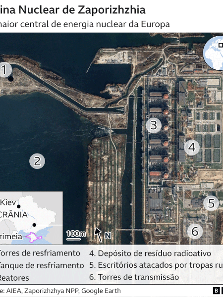 Infographic showing the facilities of the Zaporizhzhia nuclear power plant - BBC - BBC