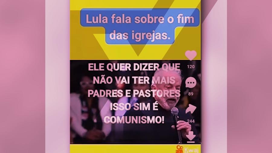 27.set.2022 - É enganosa postagem que afirma que Lula defende o fim das igrejas, padres e pastores - Projeto Comprova