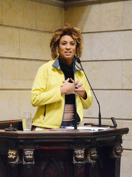 01.abr.2017 - Marielle Franco no plenário da Câmara Municipal do Rio de Janeiro