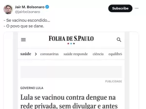 Bolsonaro cutuca Lula por se vacinar na rede privada: 'Vacinou escondido'