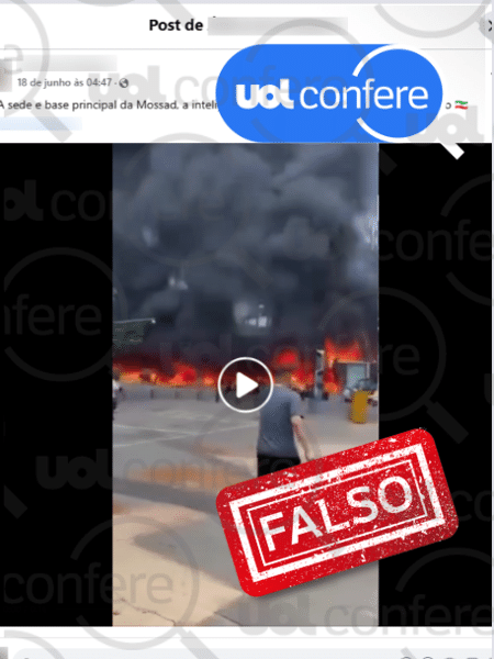 07.jul.2025 - Vídeo de incêndio não foi feita em Israel, nem mostra ataque do Irã ao país