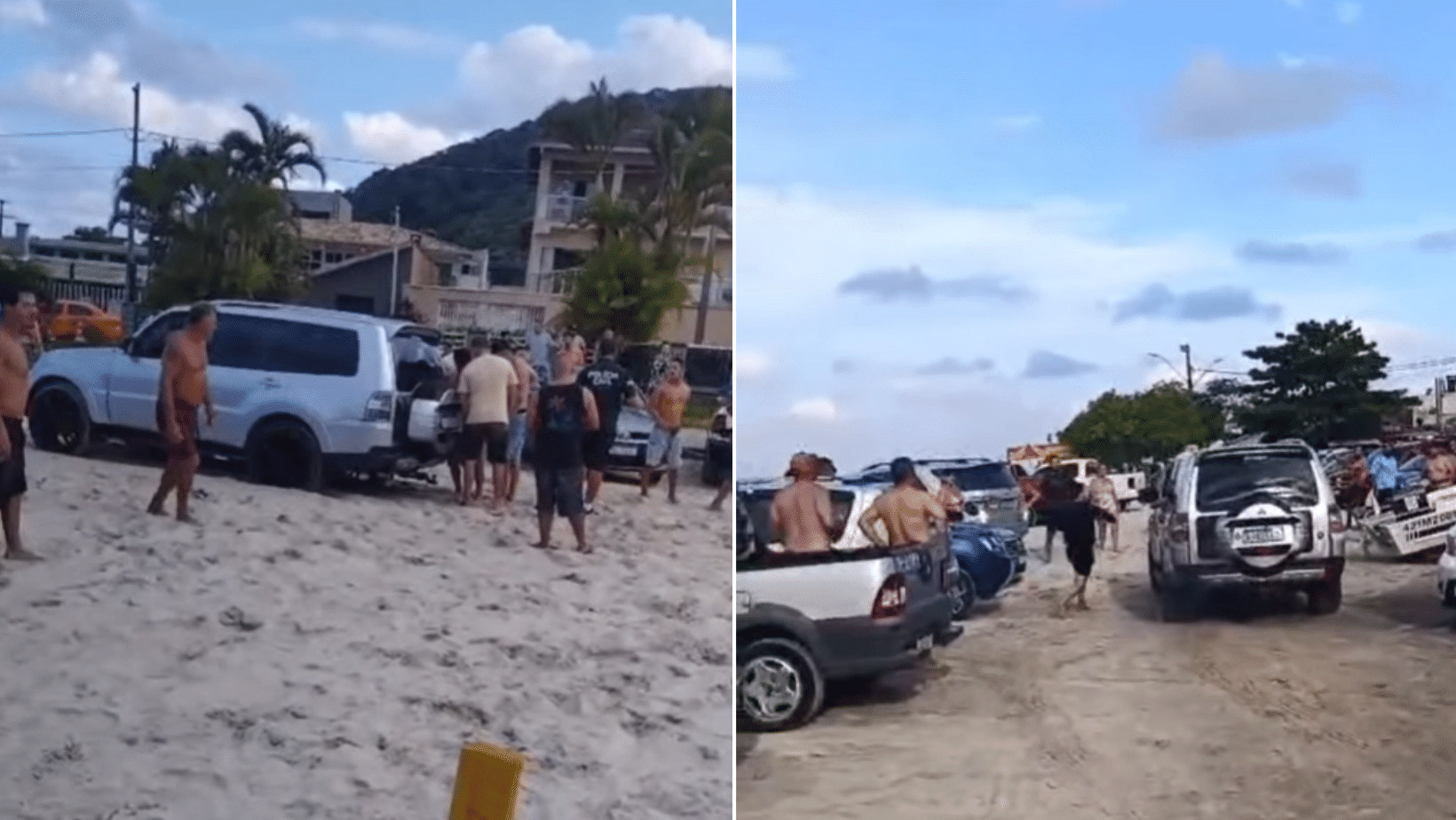 Imagens mostram briga generalizada na Praia de Caieiras, em Guaratuba (PR). 08.fev.2026 - undefined