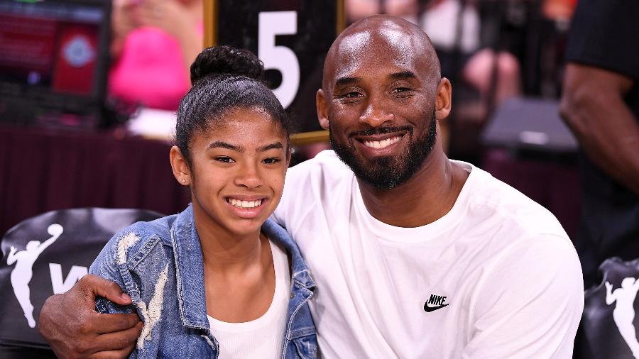 Kobe Bryant e a filha Gianna em uma partida de basquete em Las Vegas - USA TODAY USPW