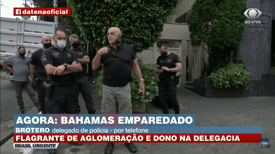Empresário Oscar Maroni reclama contra lacração da boate Bahamas, no bairro de Moema, em São Paulo - Reprodução/TV Bandeirantes