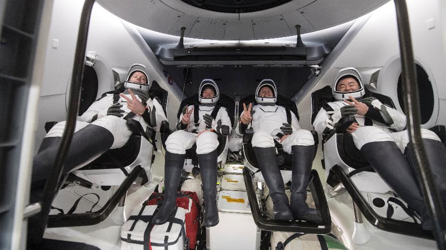 Astronautas Thomas Pesquet,Megan McArthur, Shane Kimbrough, e Aki Hoshide - NASA/Aubrey Gemignani