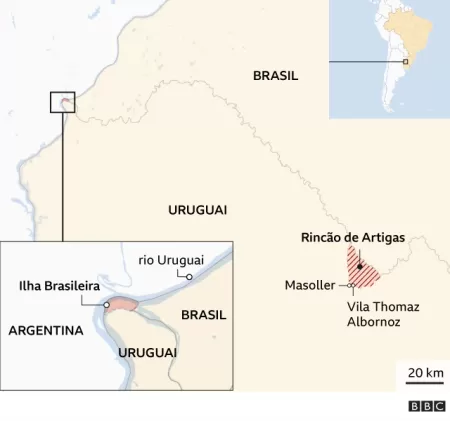 Rincão de Artigas e Ilha Brasileira (Brasil vs. Uruguai) - BBC - BBC
