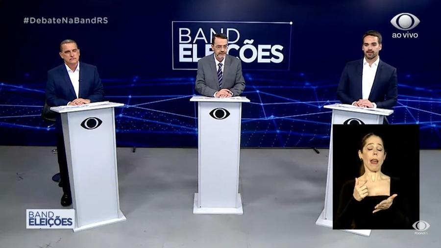 Ex-ministro Onyx Lorenzoni (PL) e ex-governador Eduardo Leite (PSDB) participam de debate na Band - Reprodução/Band RS