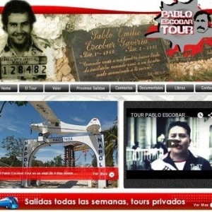 Site oferecendo o Pablo Escobar Tour, que tem passeio de 4 dias sobre história do traficante - Reprodução