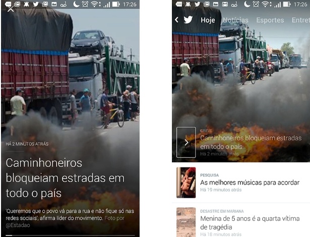 17.nov.2015 - Demonstração do Twitter Moments, recurso que concentra notícias na rede social - Divulgação/Twitter