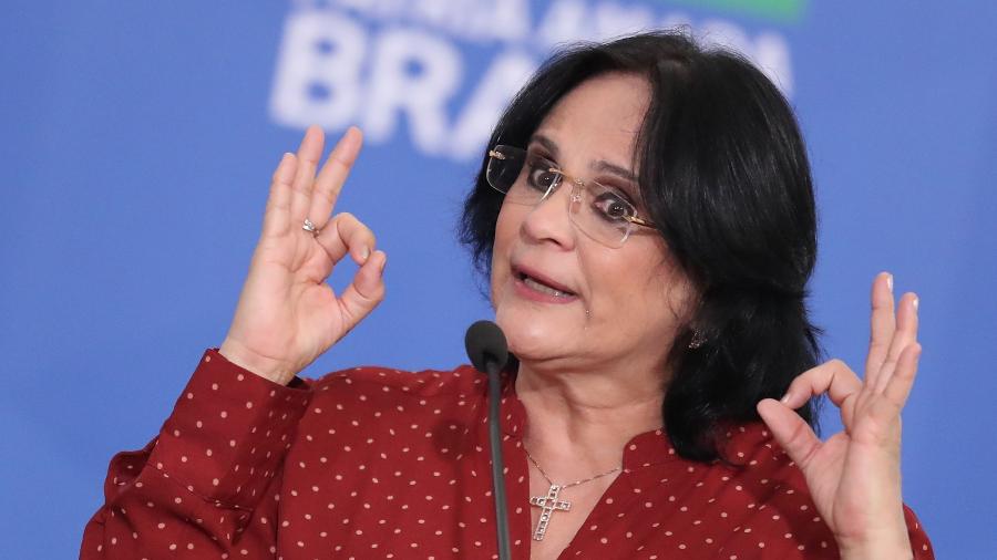 Damares Alves, ministra da Mulher, Família e Direitos Humanos, durante cerimônia no Palácio do Planalto, em Brasília - GABRIELA BILó/ESTADÃO CONTEÚDO