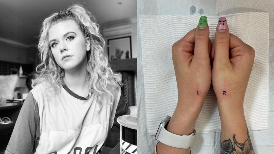 Laine decidiu fazer a tatuagem inusitada no ano passado; A mulher tatuou L (esquerda, em português) e R (direita) nas mãos - Reprodução/Instagram/@dkodia e @laurenwinzer