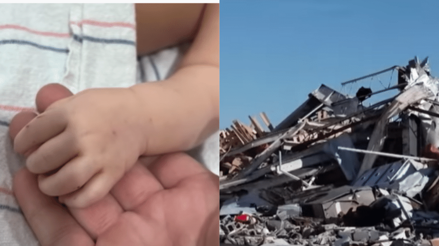 Bebê de apenas dois meses sofreu hemorragia após impacto de ventos, que levaram destruição ao Kentucky (EUA) - Reprodução/Youtube/People