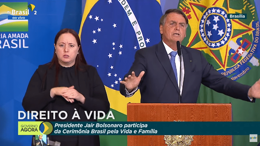 07.jun.22 - Bolsonaro discursa no lançamento do Programa Brasil pela Vida e pela Família - Reprodução/TV Brasil