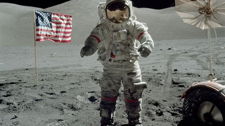 Eugene Cernan, astronauta da Apollo 17 e último homem na Lua, em dezembro de 1972