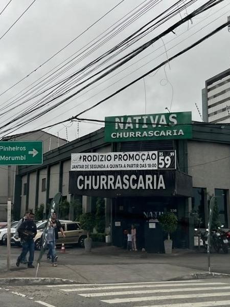 Sede da churrascaria Nativas, na zona sul de São Paulo, onde empresário diz ter se encontrado Renan Vieira