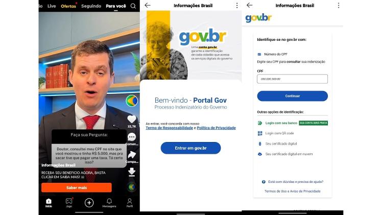 A URL da página falsa gov.br levava para uma página com endereço do tipo "oferta.noticiariosdasemana.com" A URL da página falsa gov.br levava para uma página com endereço do tipo "oferta.noticiariosdasemana.com"