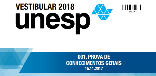 Caderno de questões da 1ª fase da Unesp - Divulgação/Vunesp