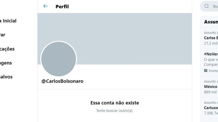 Conta de Carlos Bolsonaro some do Twitter - Reprodução