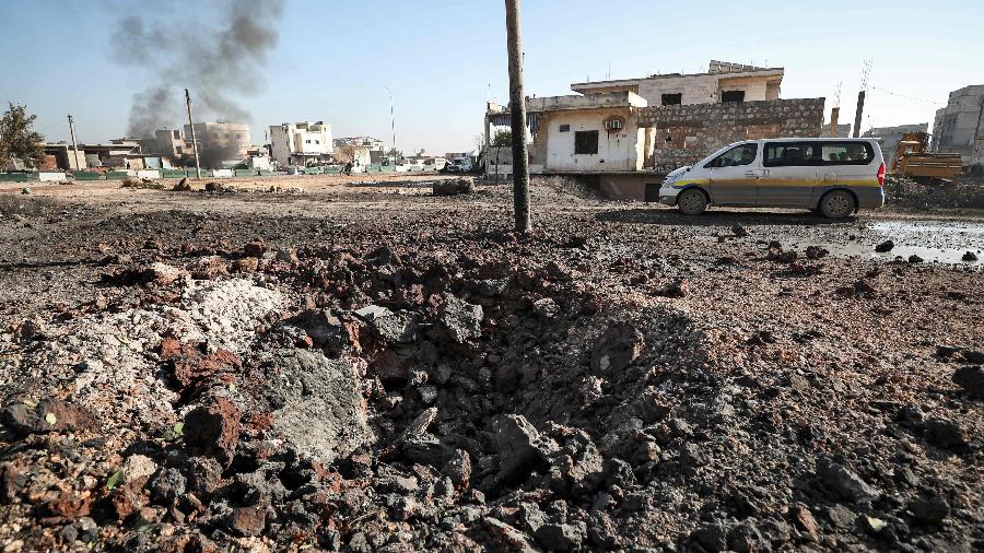 Bombardeio em Idlib, na Síria, ocorrido no início deste ano - HAJ KADOUR / AFP