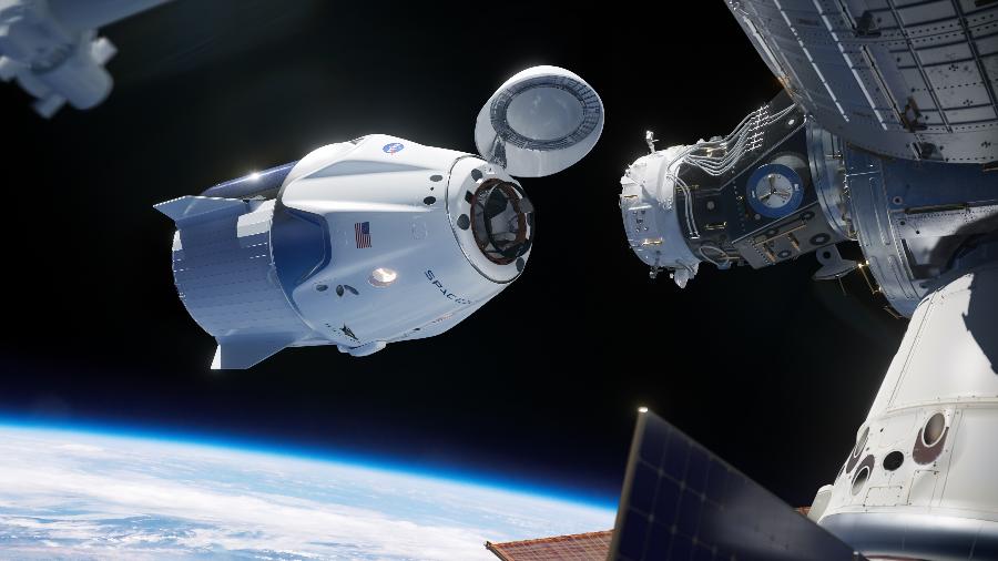 Em simulação da Nasa e da SpaceX, Crew Dragon se acopla à Estação Espacial Internacional - Nasa