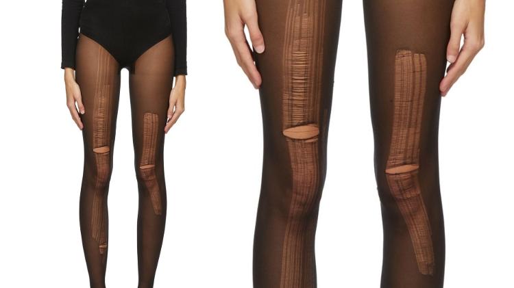 Meia-calça da Gucci; modelo era vendido já desfiado por mais de R$ 1 mil 