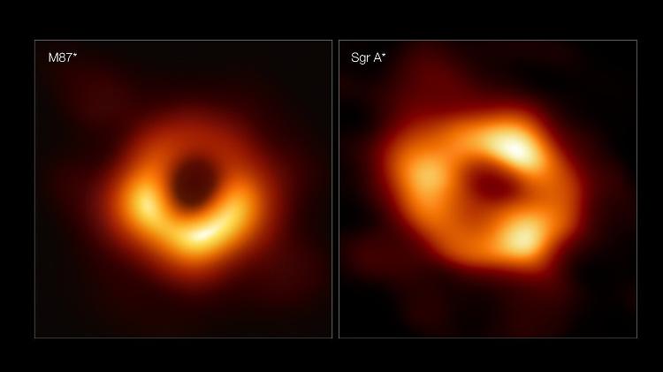 A la izquierda, imagen del agujero negro M87*, descubierto en 2019, y a la derecha, Sagitario A*, ubicado en el centro de nuestra galaxia - EHT - EHT