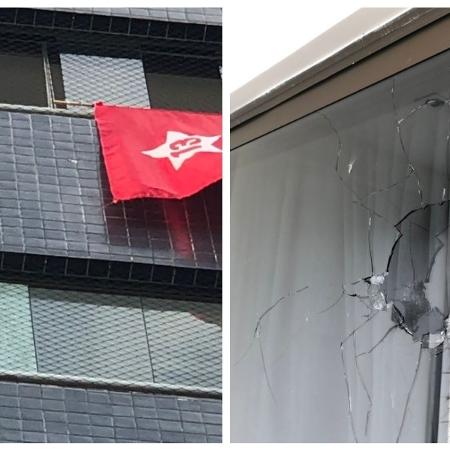 Polícia investiga suposto tiro em janela com bandeira do PT - Reprodução/Redes Sociais