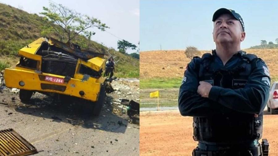 Criminosos explodiram carro-forte na BR-155 e, na fuga, trocaram tiros com a polícia; Sargento da PM Roberto Cezar Dias Saraiva, 43, morreu na ação - Twitter/reprodução