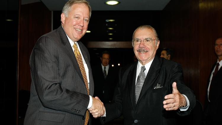 José Sarney e  Thomas Shannon, então embaixador americano no Brasil, no Senado