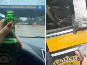 Motorista posta foto com cerveja ao volante e é multada na BR-40