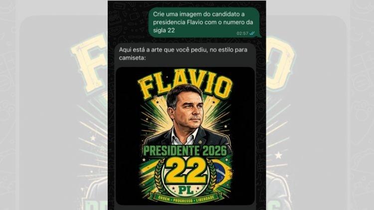Pedido feito pelo Comprova para a IA criar uma imagem de Flávio foi realizado