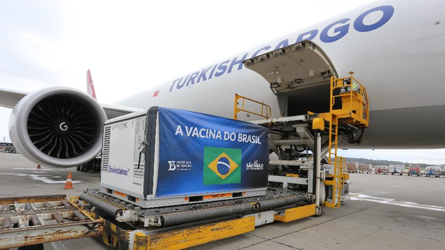 500 mil doses da vacina CoronaVac no Aeroporto de Guarulhos, em São Paulo - Divulgação/Governo do Estado de São Paulo