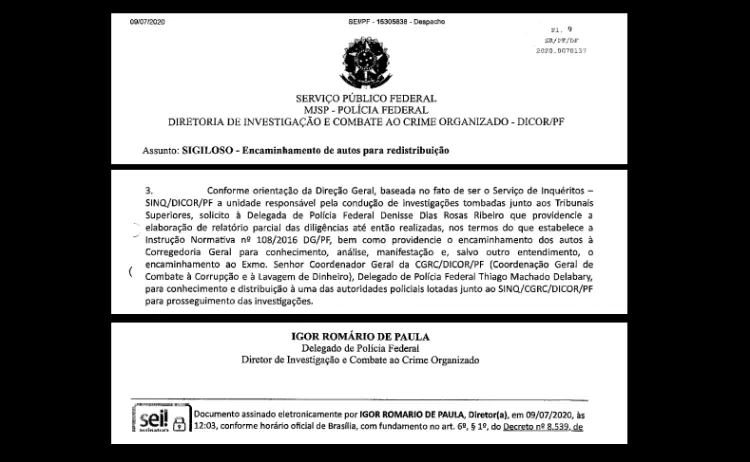 11.jun.2020 ? PF retirou investigação dos atos antidemocráticos da delegada Denisse Ribeiro em 09 de julho de 2020 - Reprodução/PF - Reprodução/PF