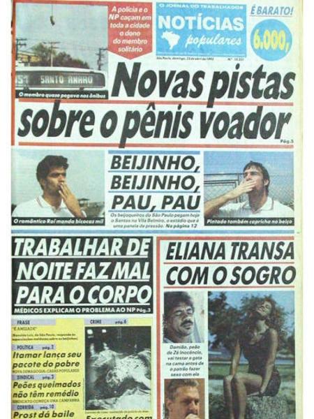 Uma das muitas capas do NP tratando do caso do "pênis voador", que será tema de um dos episódios da série sobre o jornal   - Reprodução 