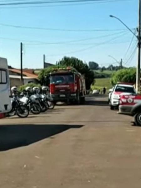 Polícia e Corpo de Bombeiros foram acionados para ocorrência de sequestro em Taquarituba - TV Bandeirantes/Reprodução