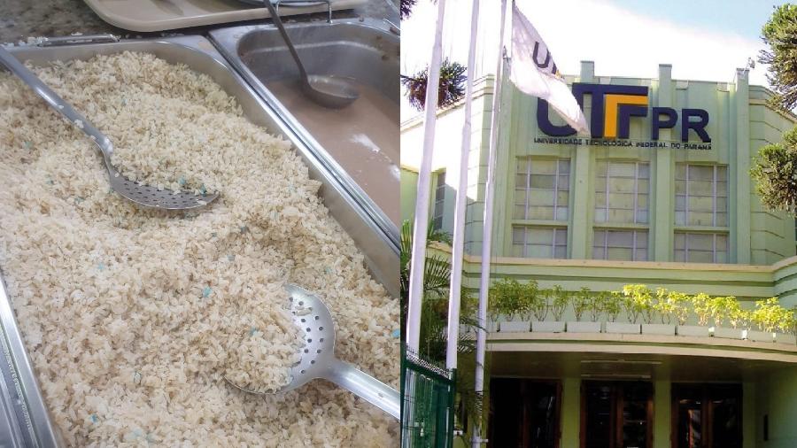 Alunos reclamam da qualidade da comida servida em restaurante universitário; arroz tem "pontos azuis"  - Arquivo pessoal e Reprodução/Facebook