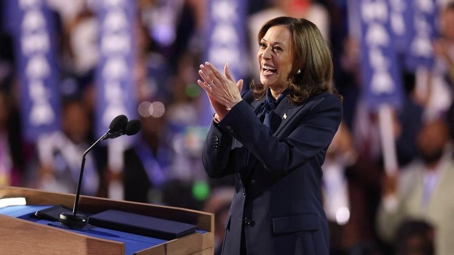 Kamala Harris discursa no encerramento da convenção do Partido Democrata - Charly Triballeau / AFP