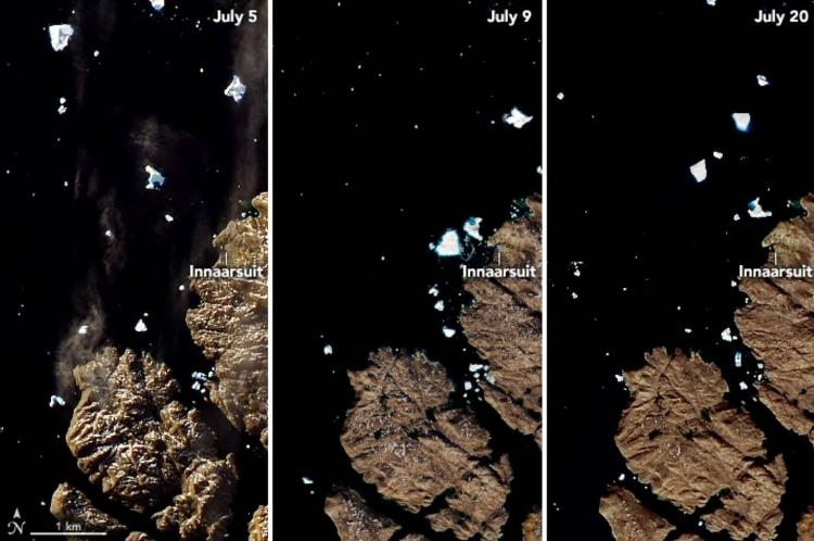 Imagens do espaço de iceberg quer parou perto da Groenlândia em 2018 Imagens do espaço de iceberg quer parou perto da Groenlândia em 2018