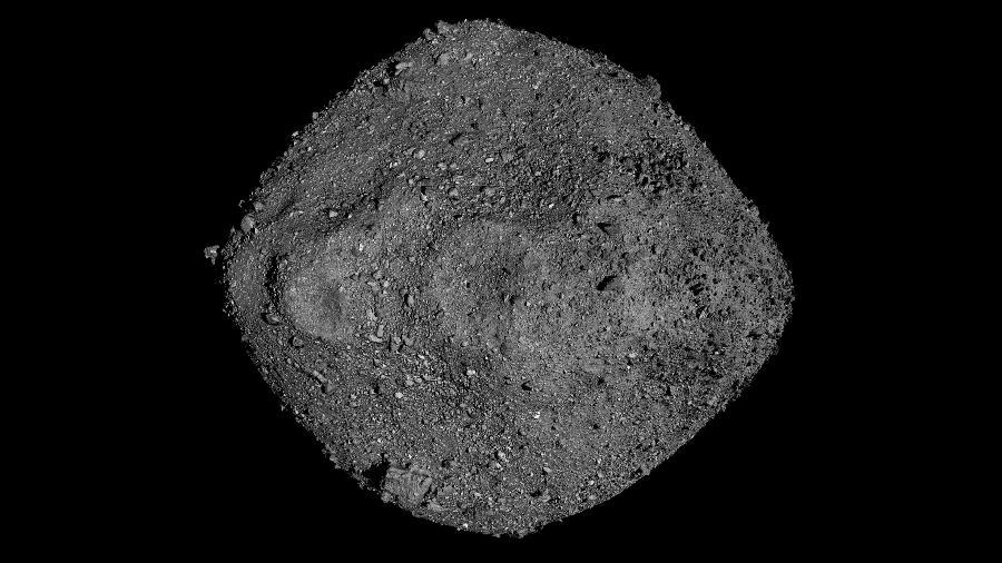 Asteroides são pedaços de rocha e gelo advindos do processo de formação do nosso sistema solar. Na imagem, o asteroide Bennu - NASA/Goddard/University of Arizona