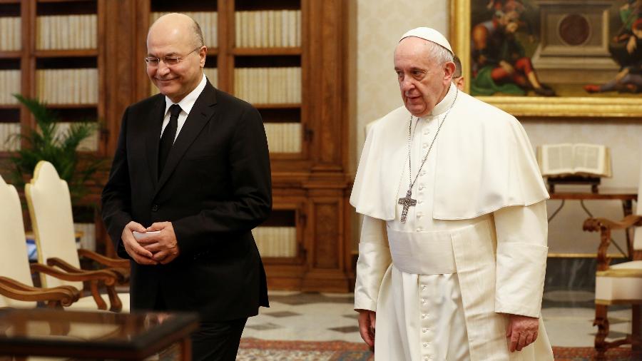25.jan.2020 - Papa encontra presidente do Iraque, Barham Salih no Vaticano - Domenico Stinellis/Pool/Reuters