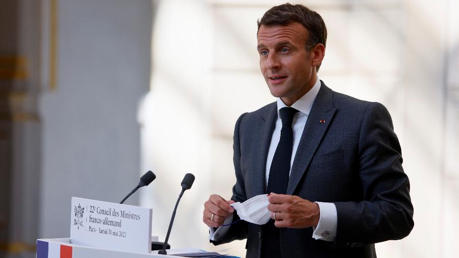 O presidente da França, Emmanuel Macron, teve um longa reunião em Paris com o chefe da diplomacia americana, Antony Blinken - Thomas Samson/Reuters