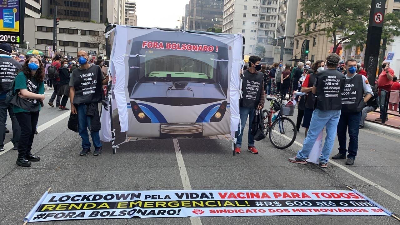 Sindicato dos Metroviários de São Paulo participou de manifestação na avenida Paulista - Anahi Martinho/UOL