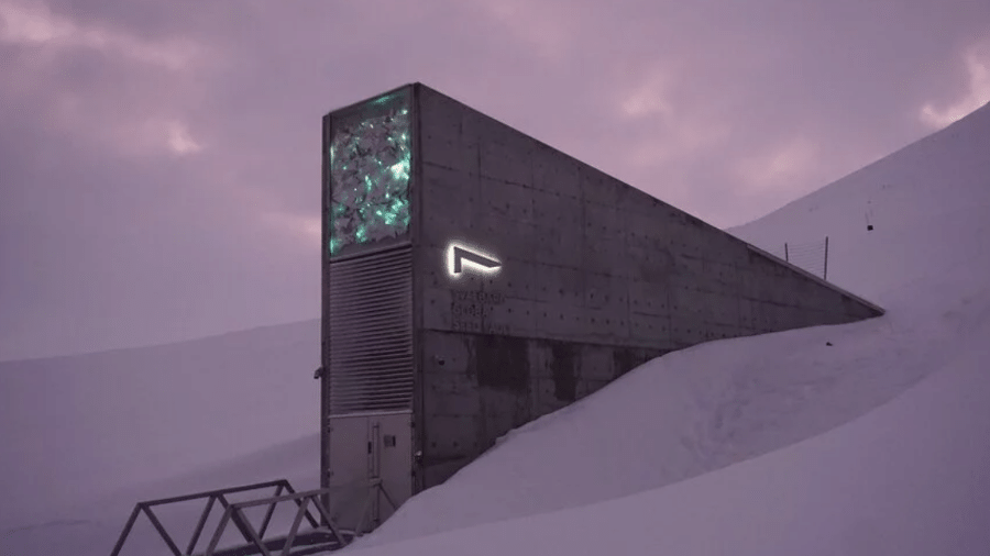 O Svalbard Global Seed Vault em fevereiro de 2022 - Reprodução / Shaliz Barzani / Crop Trust