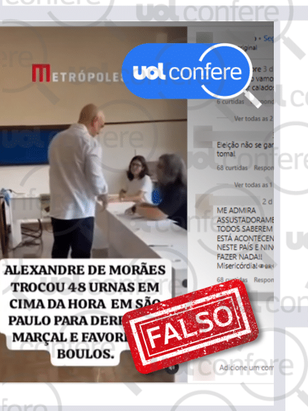 10.out.2024 - Vídeo original mostra Moraes dirigindo-se à seção eleitoral para votar