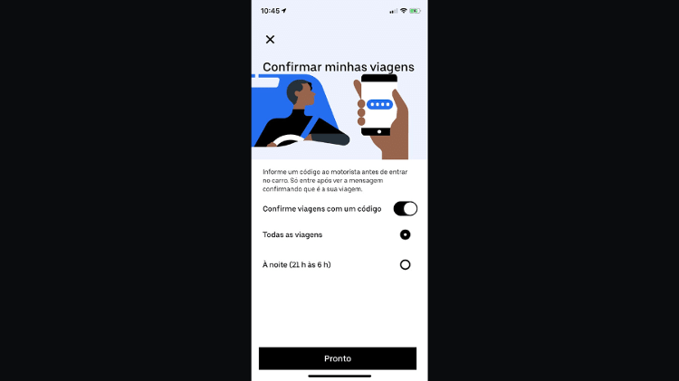 Usuários podem habilitar o PIN para as viagens em 'Confira sua viagem'