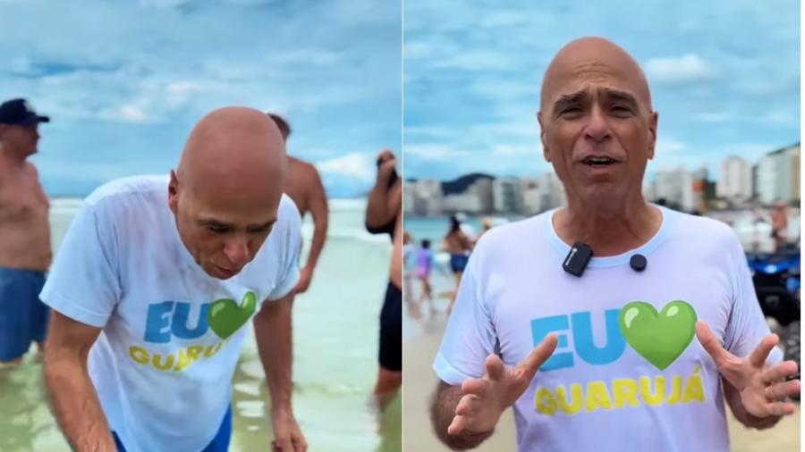 Farid Madi bebeu água do mar para convencer turistas a visitarem o Guarujá